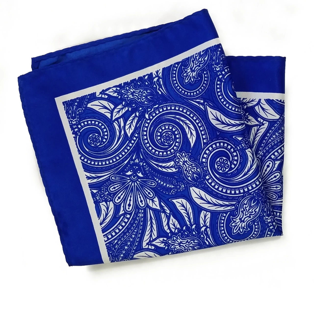 100% Silk Pocket Square - Royal Blue Baroque Design 12.5 X 12.5 2 100% Silk Pocket Square - Royal Blue Baroque Design 12.5 X 12.5 - Image 2