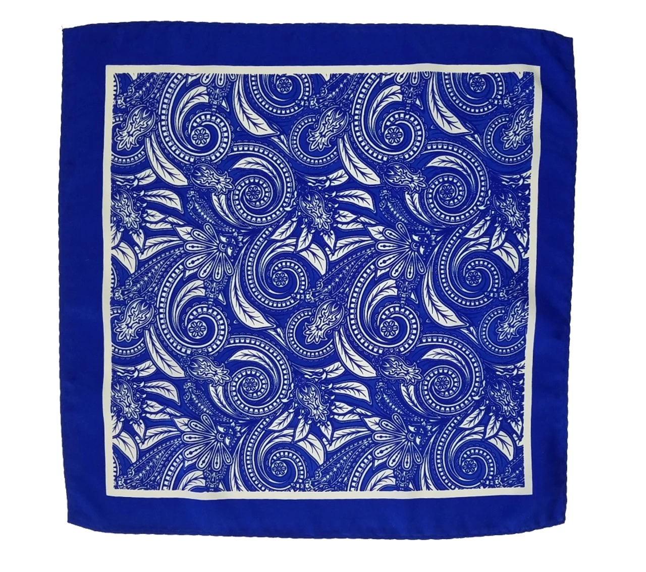 100% Silk Pocket Square - Royal Blue Baroque Design 12.5 X 12.5 3 100% Silk Pocket Square - Royal Blue Baroque Design 12.5 X 12.5 - Image 3