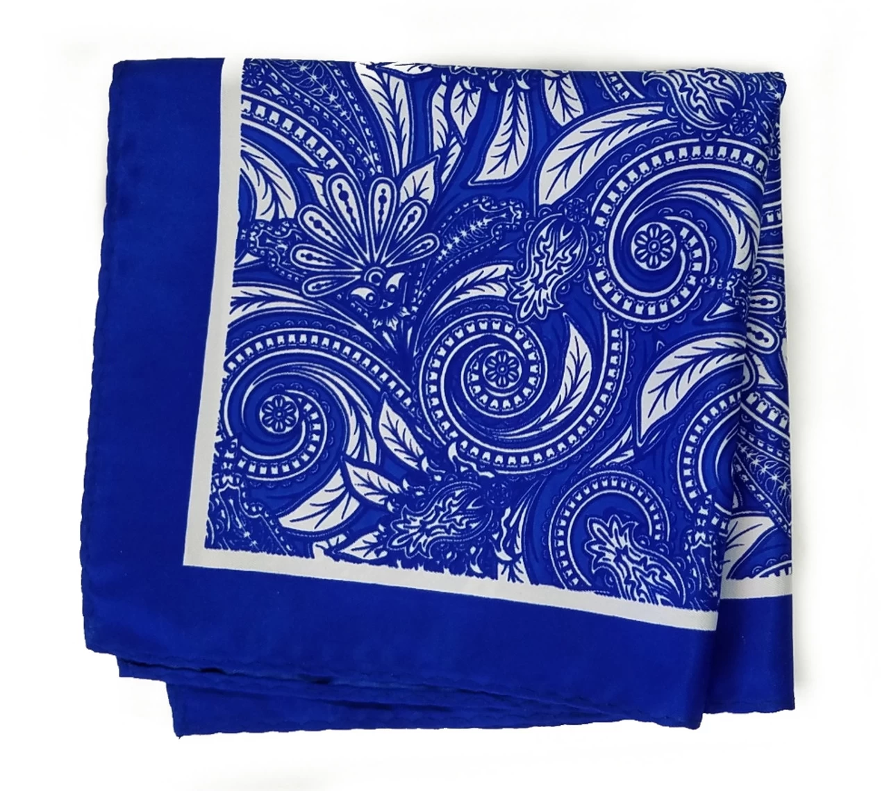 100% Silk Pocket Square - Royal Blue Baroque Design 12.5 X 12.5 5 100% Silk Pocket Square - Royal Blue Baroque Design 12.5 X 12.5 - Image 5