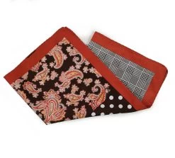 100% Silk Pocket Square Brown Polka Dots With Copper Paisleys 12.5in -Fashionable Costume 001 17 2 82660.1609426906