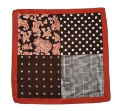 100% Silk Pocket Square Brown Polka Dots With Copper Paisleys 12.5in -Fashionable Costume 001 17 3 32420.1609426907