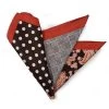 100% Silk Pocket Square Brown Polka Dots With Copper Paisleys 12.5in