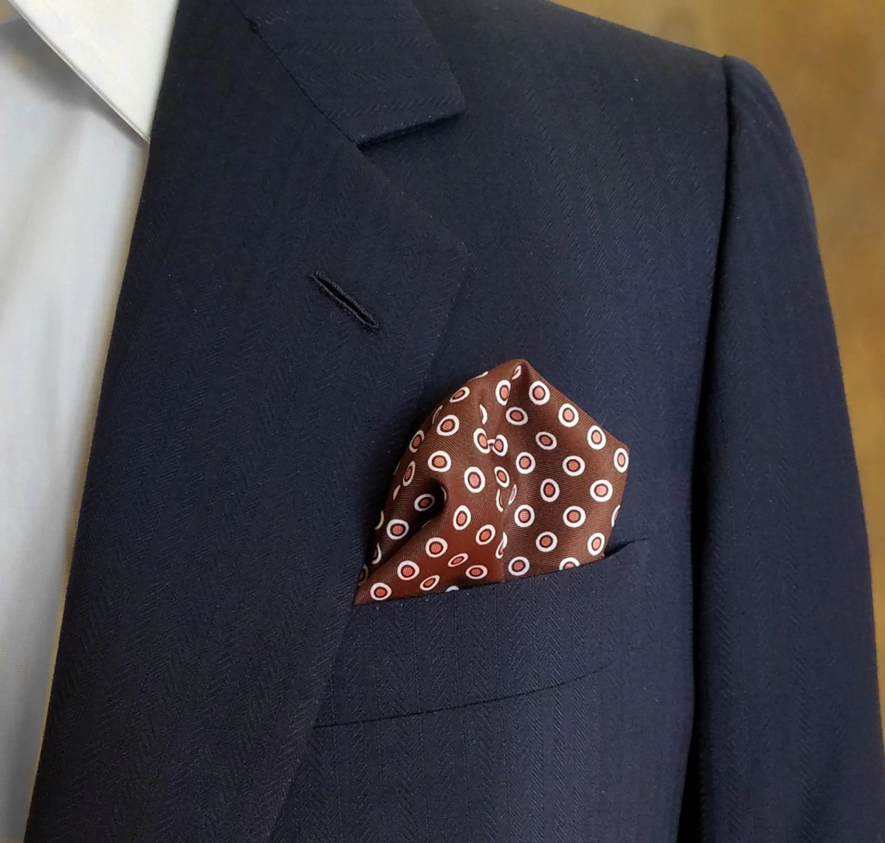 100% Silk Pocket Square - Salmon & Brown Polka Dot 12.5in X 12.5in 3 100% Silk Pocket Square - Salmon & Brown Polka Dot 12.5in X 12.5in - Image 3
