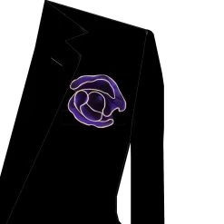 Tan Trim On Purple 2-in-1 Pouf Round Pocket Square