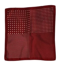 100% Silk Pocket Square - Ruby Red & White Dots & Fleur De Lis 12.5in -Fashionable Costume 0048 2 21994.1634669860