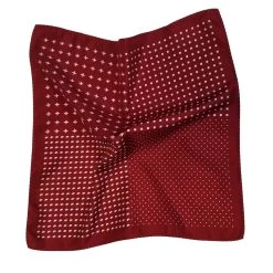 100% Silk Pocket Square - Ruby Red & White Dots & Fleur De Lis 12.5in -Fashionable Costume 0048 6 12464.1634669861