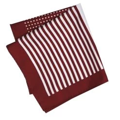 100% Silk Pocket Square - Ruby Red & White 4 Panel Dot & Stripe 12.5in -Fashionable Costume 0050 3 32531.1634669651
