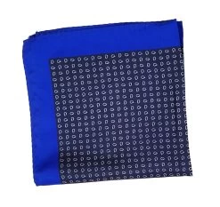 100% Silk Pocket Square - Navy & Royal Blue Petite Paisleys 12.5 X 12.5