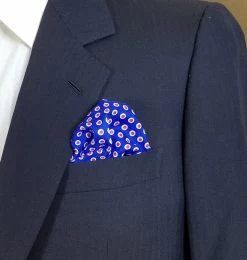 100% Silk Pocket Square - Royal Blue & Hot Pink Polka Dot 12.5in X 12.5in -Fashionable Costume 043 6 35891.1606901647