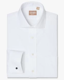 Gitman Bros. 100% White Pinpoint Cotton Wide Spread Collar Dress Shirt - French Cuff