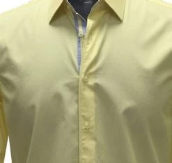 St. Cado Yellow Contrasting Blue Inner Cuff & Placket Fashion Shirt -Fashionable Costume 147 Y 2 61835.1594899400