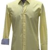 St. Cado Yellow Contrasting Blue Inner Cuff & Placket Fashion Shirt
