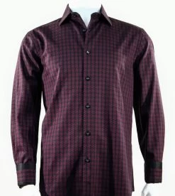 St. Cado Black & Dark Red Contrasting Cuff Fashion Shirt - Button Cuff