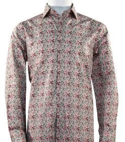St. Cado Coral Mini-Floral Fashion Shirt - Button Cuff