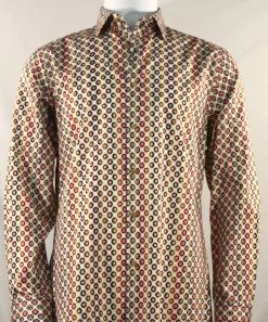 St. Cado Golden Color Circle Design Fashion Shirt - Button Cuff