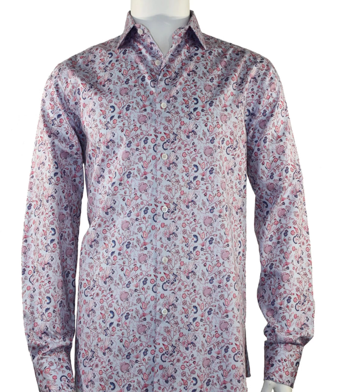 St. Cado Blue And Light Red Floral Fashion Shirt 1 St. Cado Blue And Light Red Floral Fashion Shirt