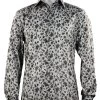 St. Cado Grey Floral Design Fashion Shirt - Button Cuff