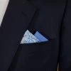 Two-Tone Blue Paisley & Blue 100% Cotton Pre-Folded Pocket Square Insert