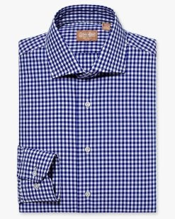Gitman Bros. 100% Blue Gingham Cotton Wide Spread Collar Dress Shirt