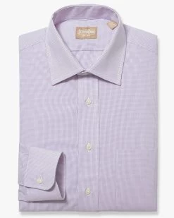 Gitman Bros. 100% Cotton Lavender Mini Check Dress Shirt