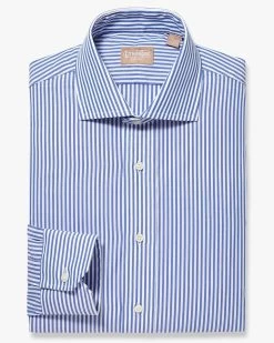 Gitman Bros. 100% Blue Bengal Stripe Cotton Wide Spread Collar Dress Shirt