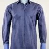 St. Cado Blue Contrasting Cuff Fashion Shirt - Button Cuff