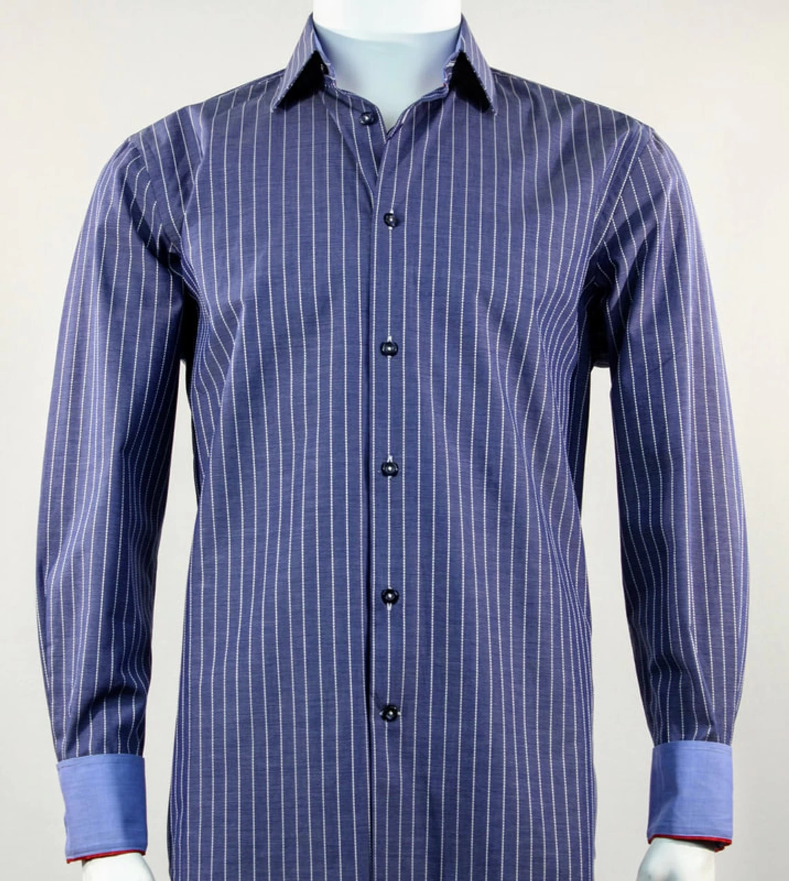 St. Cado Blue Contrasting Cuff Fashion Shirt - Button Cuff 1 St. Cado Blue Contrasting Cuff Fashion Shirt - Button Cuff