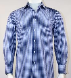 St. Cado White & Blue Fashion Sport Shirt - Button Cuff