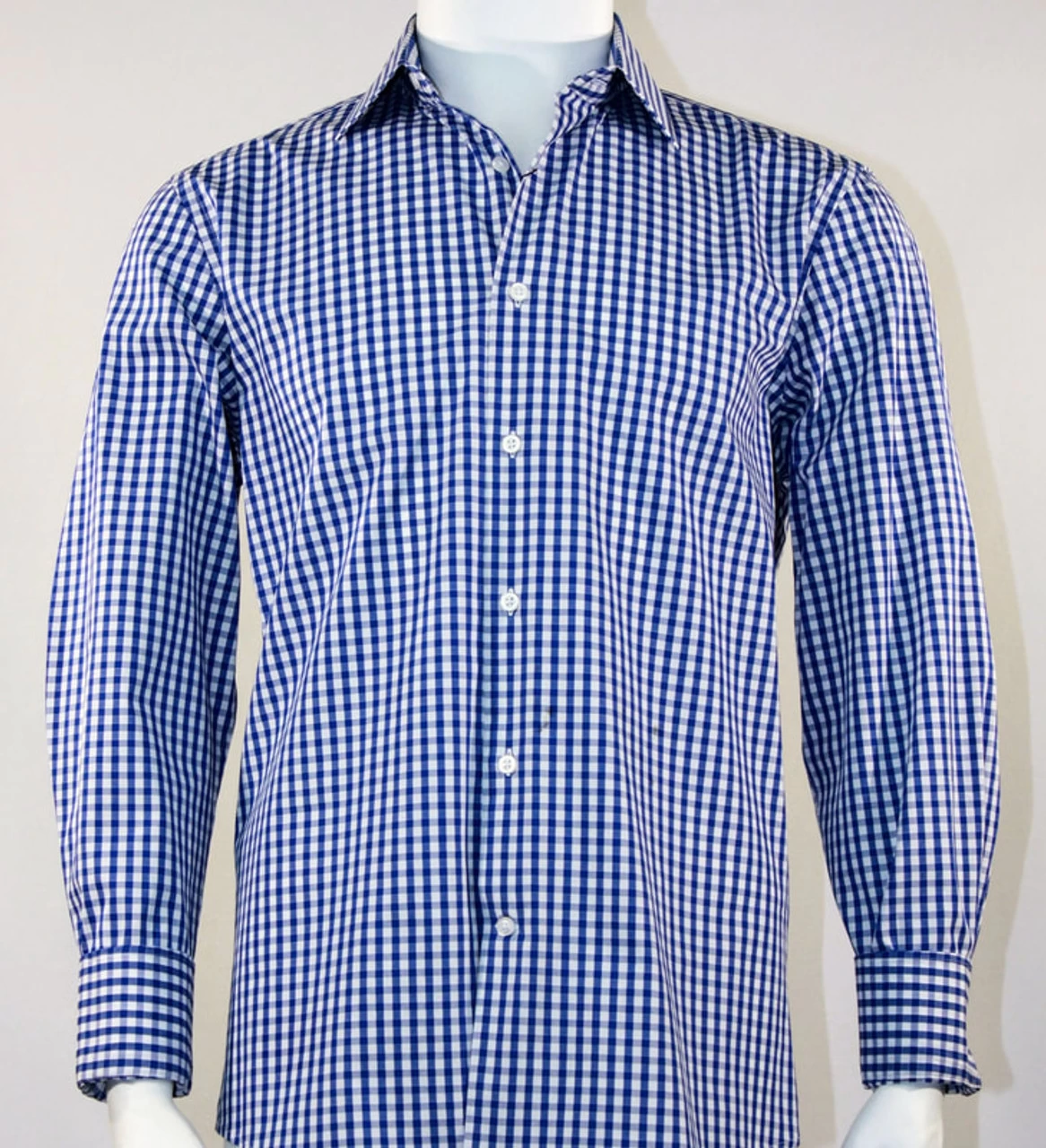 St. Cado White & Blue Fashion Sport Shirt - Button Cuff 1 St. Cado White & Blue Fashion Sport Shirt - Button Cuff