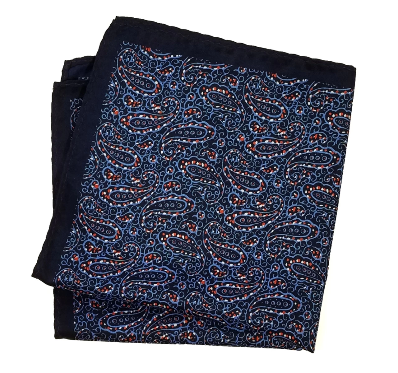 100% Silk Pocket Square - Dark Blue Small Paisley Design 12.5 X 12.5 1 100% Silk Pocket Square - Dark Blue Small Paisley Design 12.5 X 12.5