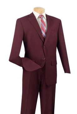 Vinci 2-Button Texture Weave Suit With Flat-Front Slacks - X-Long Sizes -Fashionable Costume 2lk 1 burgundy 1 66657.1521664786
