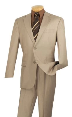 Vinci 2-Button Texture Weave Suit With Flat-Front Slacks - X-Long Sizes -Fashionable Costume 2lk 1 beige 7 23848.1521664786