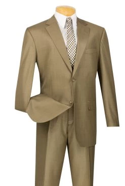 Vinci 2-Button Texture Weave Suit With Flat-Front Slacks