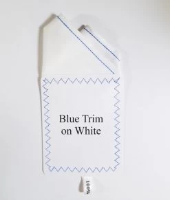 Blue Stitch On White 100% Cotton Pre-Folded Pocket Square Handkerchief Insert -Fashionable Costume 2pt blue whited a 36363.1680198093