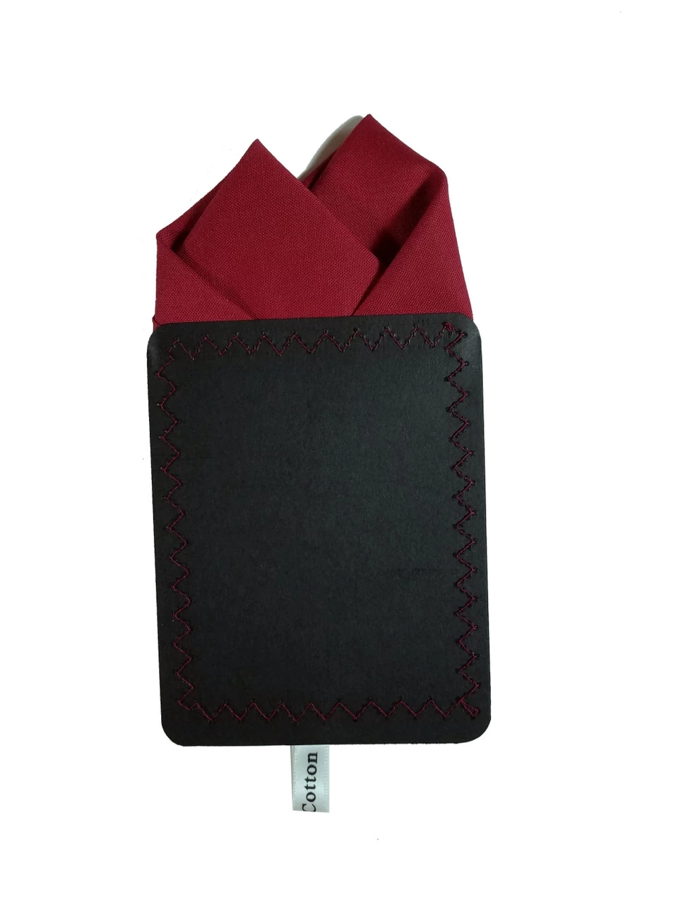 Burgundy 100% Cotton Pre-Folded Pocket Square Handkerchief Insert - 2 Point 4 Burgundy 100% Cotton Pre-Folded Pocket Square Handkerchief Insert - 2 Point - Image 4