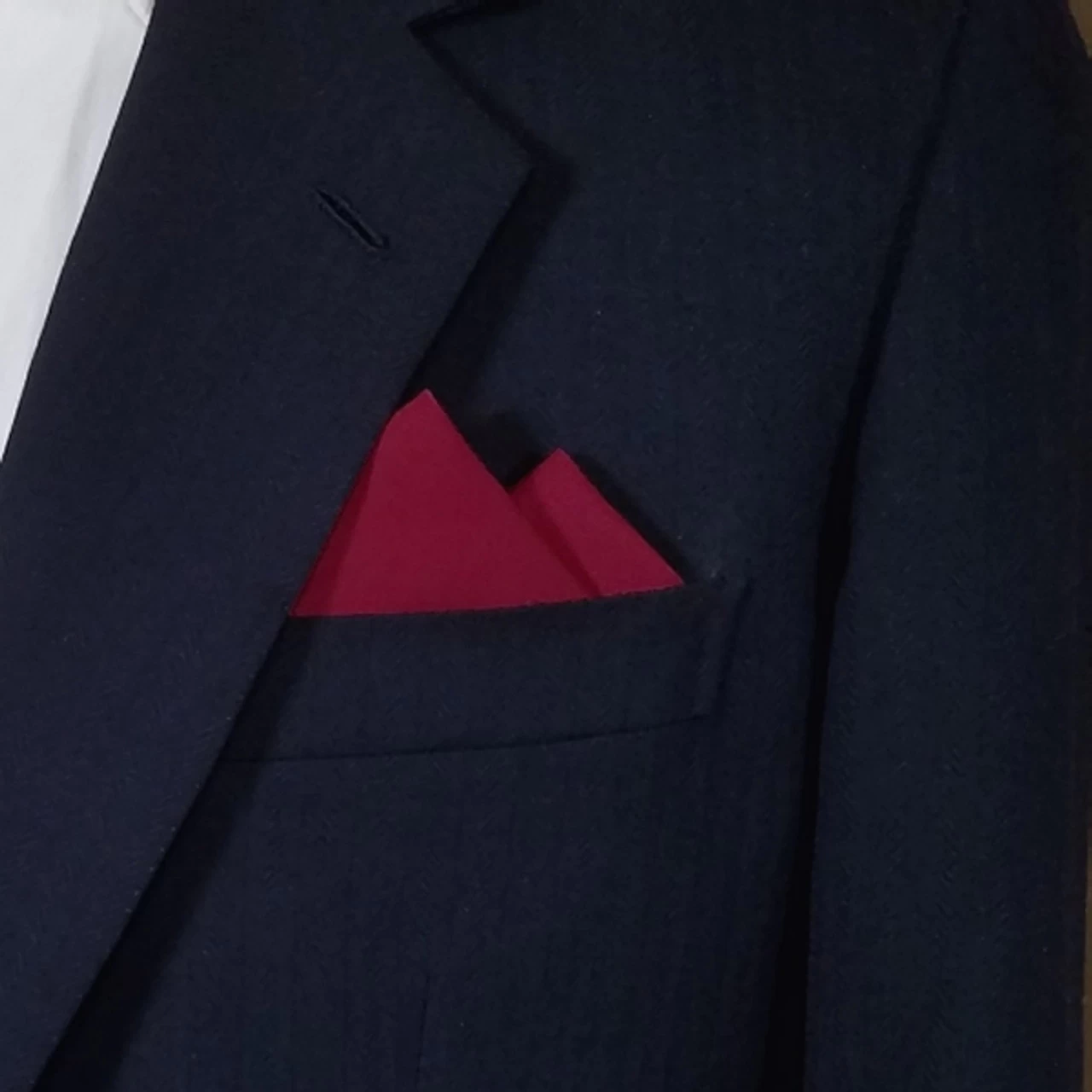 Burgundy 100% Cotton Pre-Folded Pocket Square Handkerchief Insert - 2 Point 1 Burgundy 100% Cotton Pre-Folded Pocket Square Handkerchief Insert - 2 Point