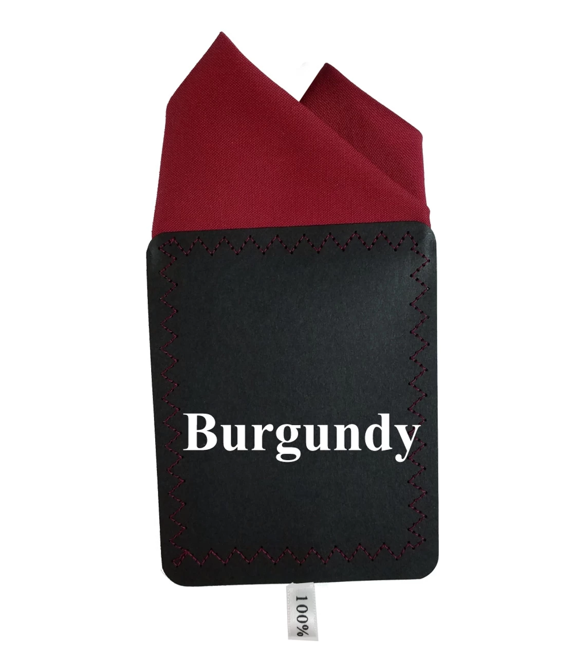 Burgundy 100% Cotton Pre-Folded Pocket Square Handkerchief Insert - 2 Point 3 Burgundy 100% Cotton Pre-Folded Pocket Square Handkerchief Insert - 2 Point - Image 3