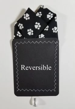 100% Cotton Black & White Paw Print Pre-Folded Pocket Square Insert -Fashionable Costume 2pt paw Prints 2 16475.1676399459