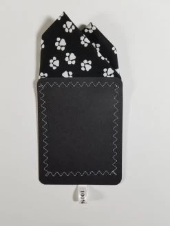 100% Cotton Black & White Paw Print Pre-Folded Pocket Square Insert -Fashionable Costume 2pt paw Prints 3 40236.1676399393
