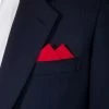 Red 100% Cotton Pre-Folded Pocket Square Handkerchief Insert - 2 Point
