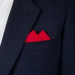 Red 100% Cotton Pre-Folded Pocket Square Handkerchief Insert - 2 Point