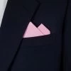 Pink 100% Cotton Pre-Folded Pocket Square Handkerchief Insert - 2 Point