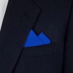 Royal Blue 100% Cotton Pre-Folded Pocket Square Handkerchief Insert - 2 Point -Fashionable Costume 2pt solid Royal a 72708.1651165362