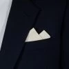 100% Ivory Cotton Pre-Folded Pocket Square Handkerchief Insert - 2 Point