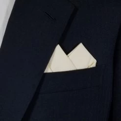100% Ivory Cotton Pre-Folded Pocket Square Handkerchief Insert - 2 Point -Fashionable Costume 2pt solid ivory3 90944.1650124834