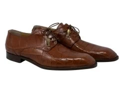 Mauri Genuine Dark Cognac Alligator Italian Dress Shoe