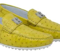 Mauri Yellow Genuine Ostrich Quill Moc Driver Loafer -Fashionable Costume 3470 2 87399.1594898651