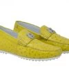 Mauri Yellow Genuine Ostrich Quill Moc Driver Loafer