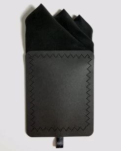 Black 100% Silk Pre-Folded Pocket Square Handkerchief Insert -Fashionable Costume 3PT Black 2 61501.1660249224