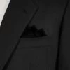 Black 100% Silk Pre-Folded Pocket Square Handkerchief Insert